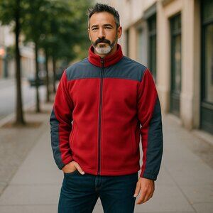 * LL BEAN Red Men's Mountain Pro Polartec Full Zip Fleece Jacket Size XL